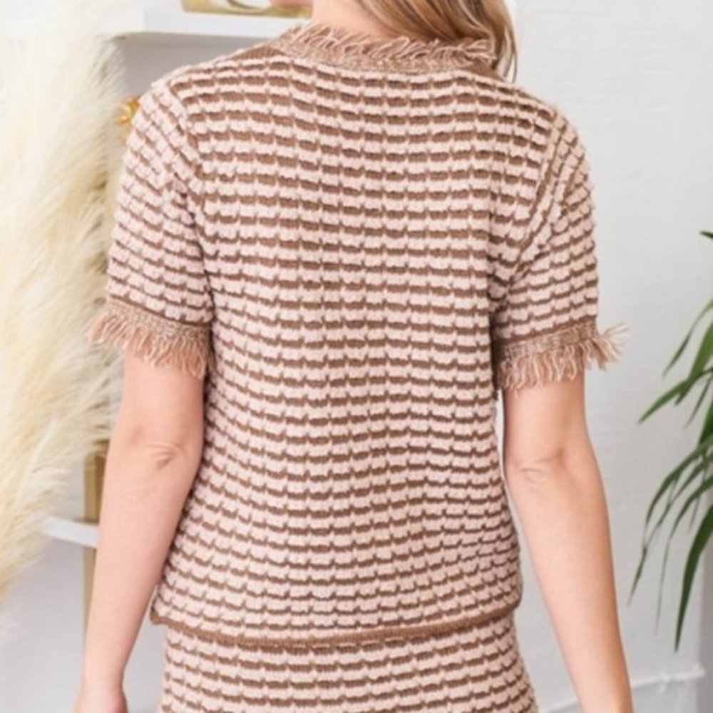 2 piece set Brown knit sweater Top & skirt - Picture 5 of 6